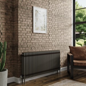 Bern 600 x 1460mm Raw Metal Triple Column Horizontal Traditional Radiator