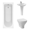 Fresh Curved Modern Bathroom Suite with Back to Wall Toilet and Essential Single Ended Bath - 1700 x 700mm