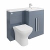 Calm Gloss Grey Right Hand Combination Vanity Unit Basin L Shape with Back to Wall Feel Curved Toilet & Soft Close Seat & Concealed Cistern - 1100mm