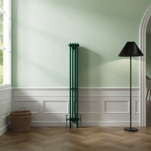 Bern 1500 x 200mm Traditional Moss Green Vertical Four Column Radiator