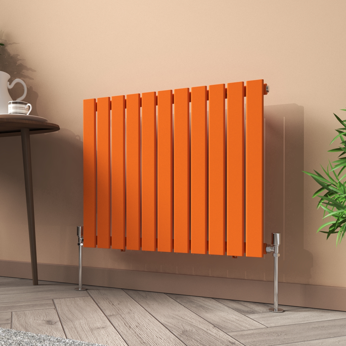 Karlstad 600 x 750mm Bright Orange Single Flat Panel Horizontal Designer Radiator