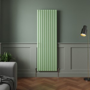 Norden 1800 x 591mm Pastel Green Single Oval Column Vertical Designer Radiator