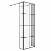 Wasdale 760mm Black Grid Walk Through Wet Room Screen with 215mm Hinged Return Screen