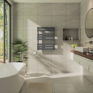 Juva 800 x 600mm Sand Grey Flat Panel Simple Electric Heated Towel Rail