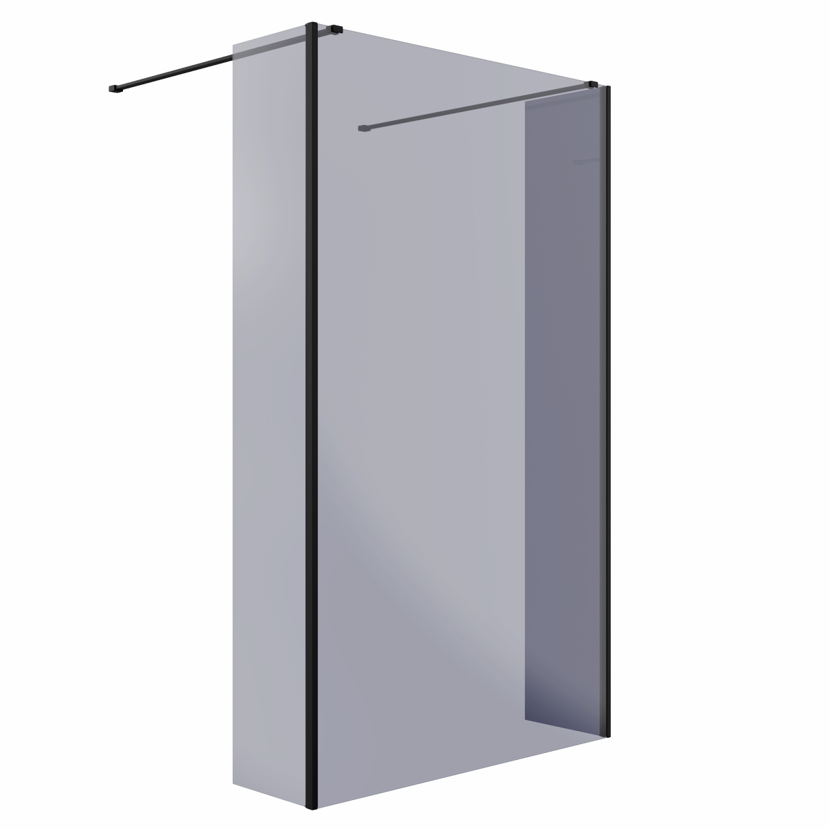 Wasdale 1215mm Black Smoked Walk Through Wet Room Screen with 300mm Hinged Return Screens