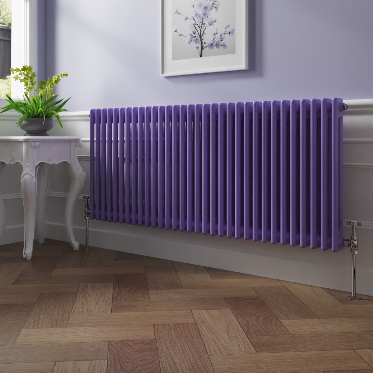 Bern 600 x 1460mm Elegant Purple Double Column Horizontal Traditional Radiator