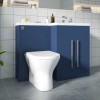 Calm Matt Blue Right Hand Combination Vanity Unit Basin L Shape with Back to Wall RAK Resort Toilet & Soft Close Seat & Concealed Cistern - 1100mm