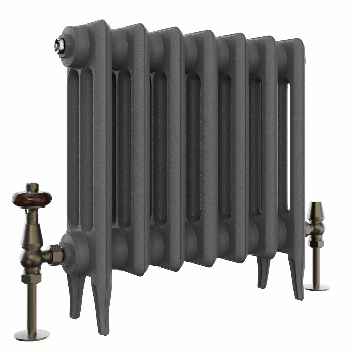 Classic  450 x 468mm  Farrow & Ball Railings Grey Triple Column Cast Iron Radiator - 7 Sections