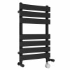 Juva 650 x 400mm Dual Fuel Satin Black Flat Panel Thermostatic Touch Control Electric Heated Towel Rail