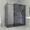 Wasdale 1100mm Wet Room Screen, 1000mm Wet Room Screen with 200mm Wet Room Return Screen - Black Smoked