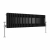 Bern 300 x 1190mm Black Double Column Horizontal Traditional Radiator