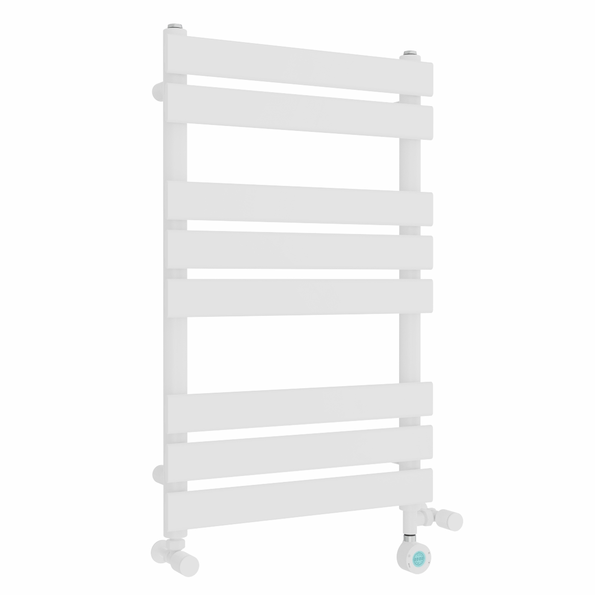 Juva 800 x 500mm Dual Fuel White Flat Panel Thermostatic Touch Control Electric Heated Towel Rail