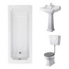 Wellington Low Level Comfort Height Toilet with Grey Seat & 560mm 1 Tap Hole Basin with 1700 x 700mm Traditional Straight Bath Single Ended