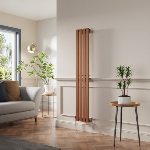 Lulea 1600 x 270mm Metallic Bronze Single Flat Panel Vertical Designer Radiator