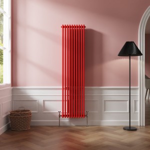 Bern 1800 x 470mm Traditional Signal Red Triple Vertical Column Radiator
