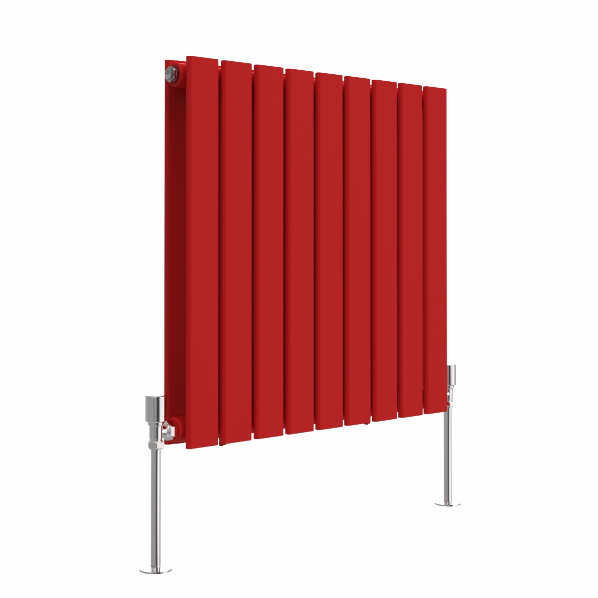 Karlstad 600 x 614mm Signal Red Double Flat Panel Horizontal Designer Radiator