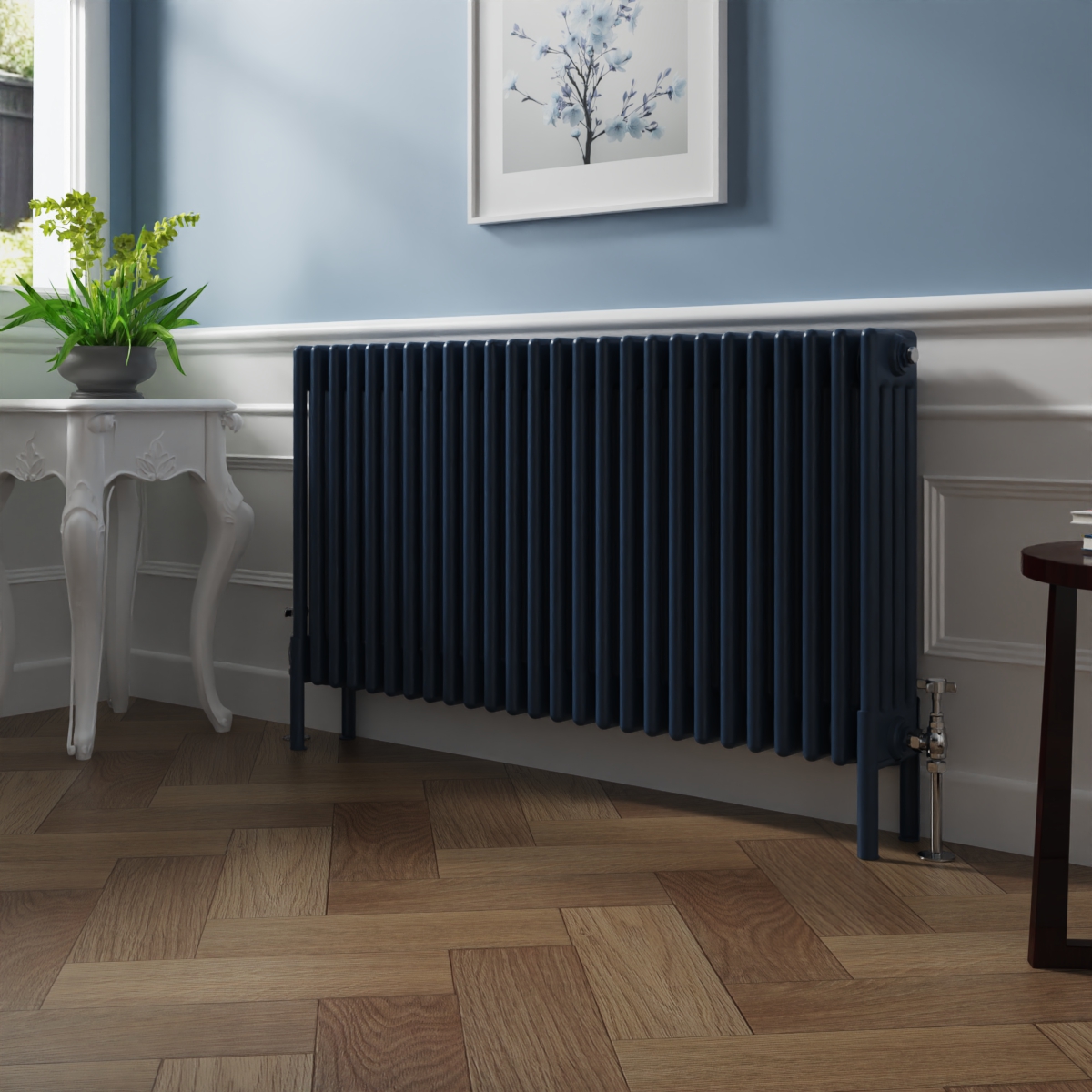 Bern 600 x 1190mm Sapphire Blue Four Column Horizontal Traditional Radiator