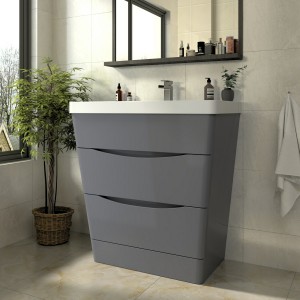Avon Gloss Grey Floor Standing Basin Drawer Vanity Unit - 800mm