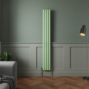 Norden 1800 x 237mm Pastel Green Single Oval Column Vertical Designer Radiator