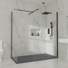 Wasdale 1400mm Wet Room Screen with 1200mm Wet Room Screen - Black