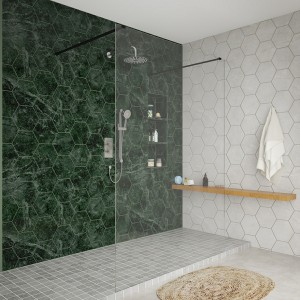 Wasdale 1400mm Black Walk Through Wet Room Screen