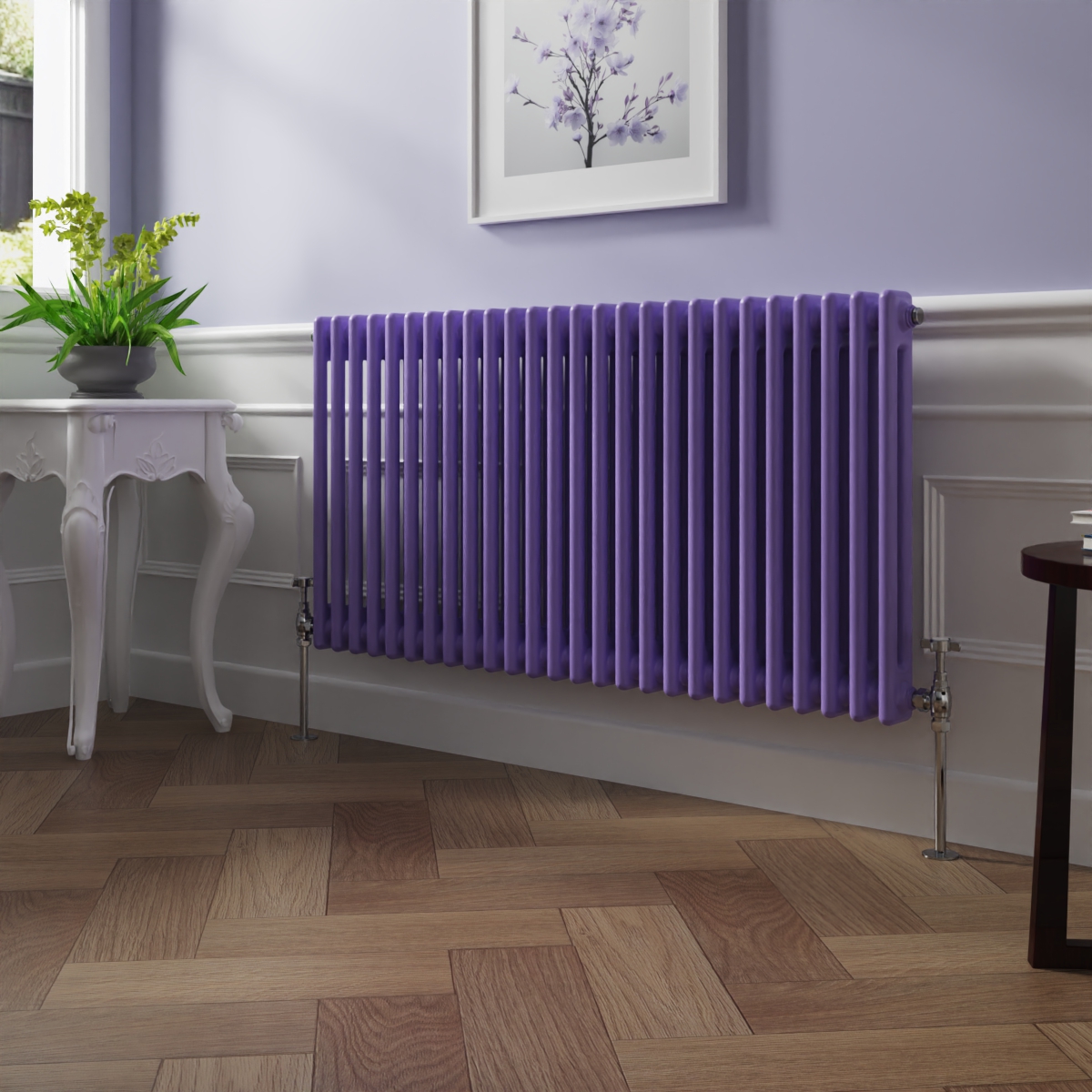 Bern 600 x 1190mm Elegant Purple Double Column Horizontal Traditional Radiator
