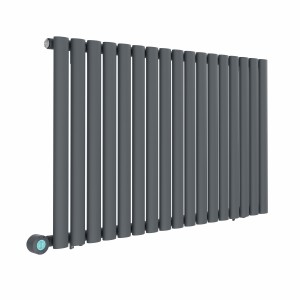 Norden 600 x 1004mm Anthracite Horizontal Oval Tube Wifi Electric Radiator - 800W