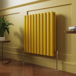 Norden 600 x 591mm Zinc Yellow Double Horizontal Oval Column Designer Radiator