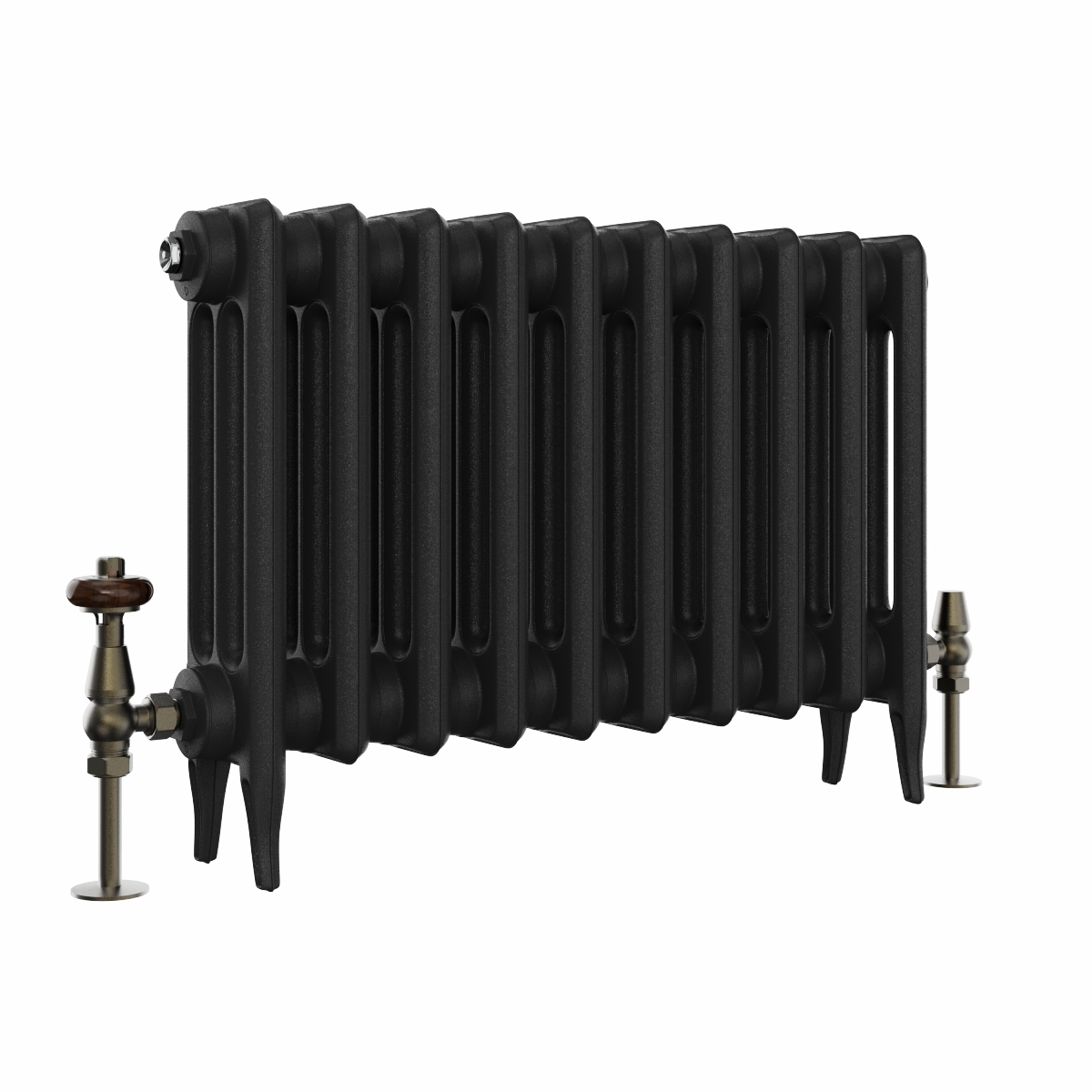 Classic 450 x 654mm Black Primered Finish Triple Column Cast Iron Radiator - 10 Sections