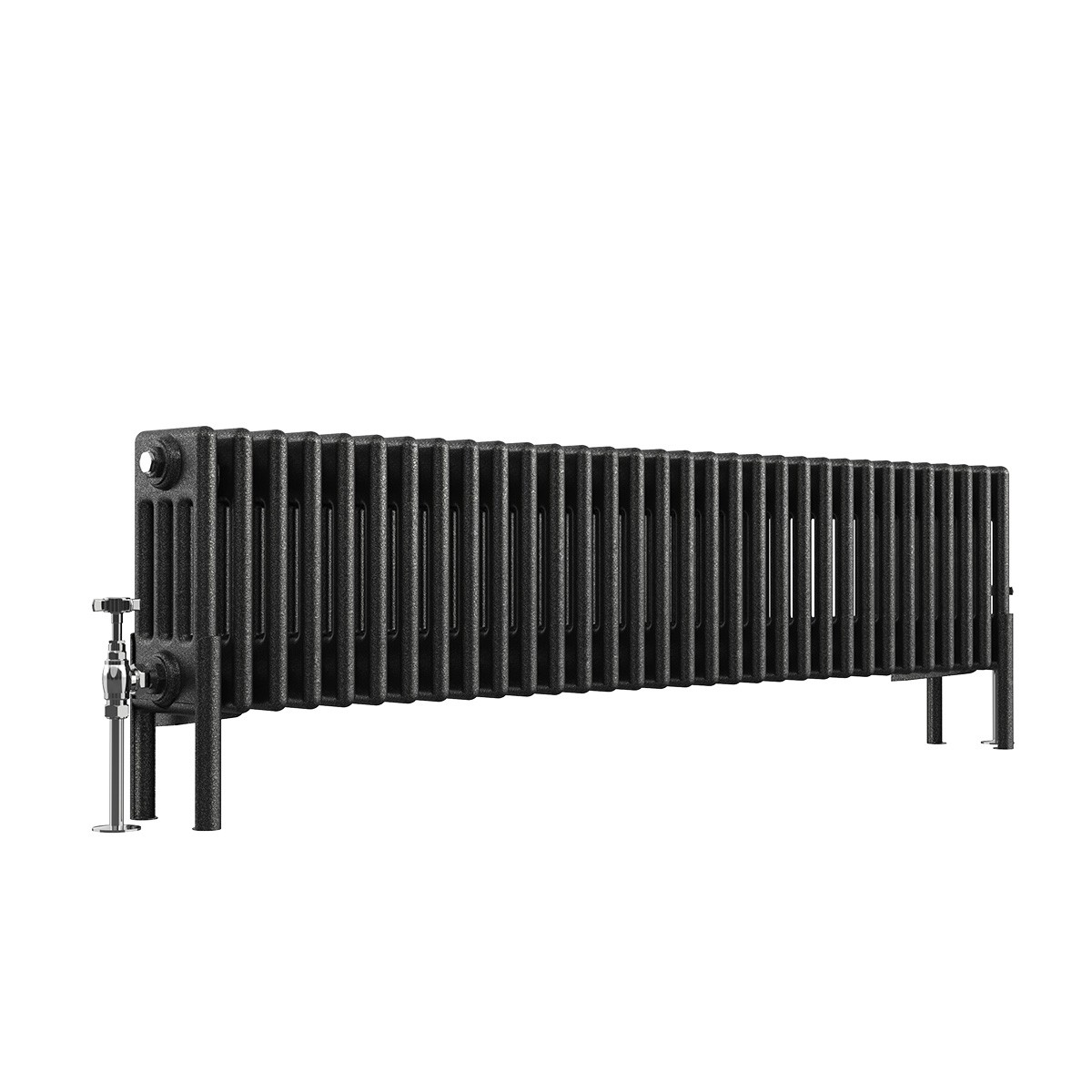 Bern 300 x 1460mm Black Silver Four Column Horizontal Traditional Radiator