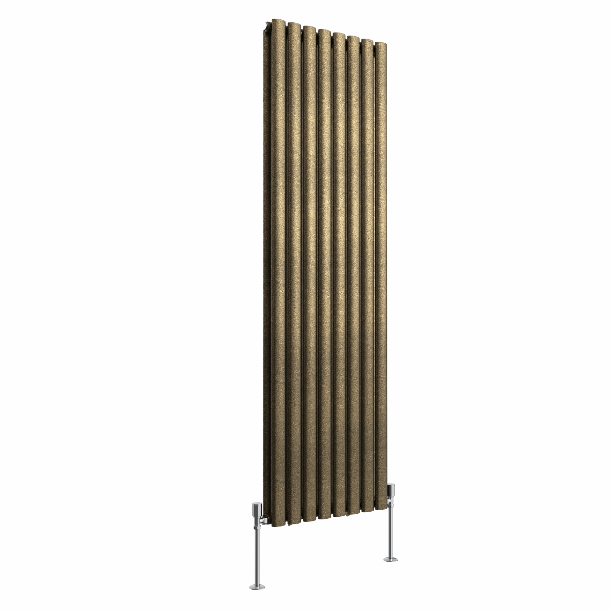 Norden 1600 x 473mm Black Gold Double Vertical Oval Column Designer Radiator