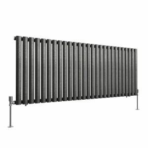 Norden 600 x 1594mm Black Silver Single Horizontal Oval Column Designer Radiator
