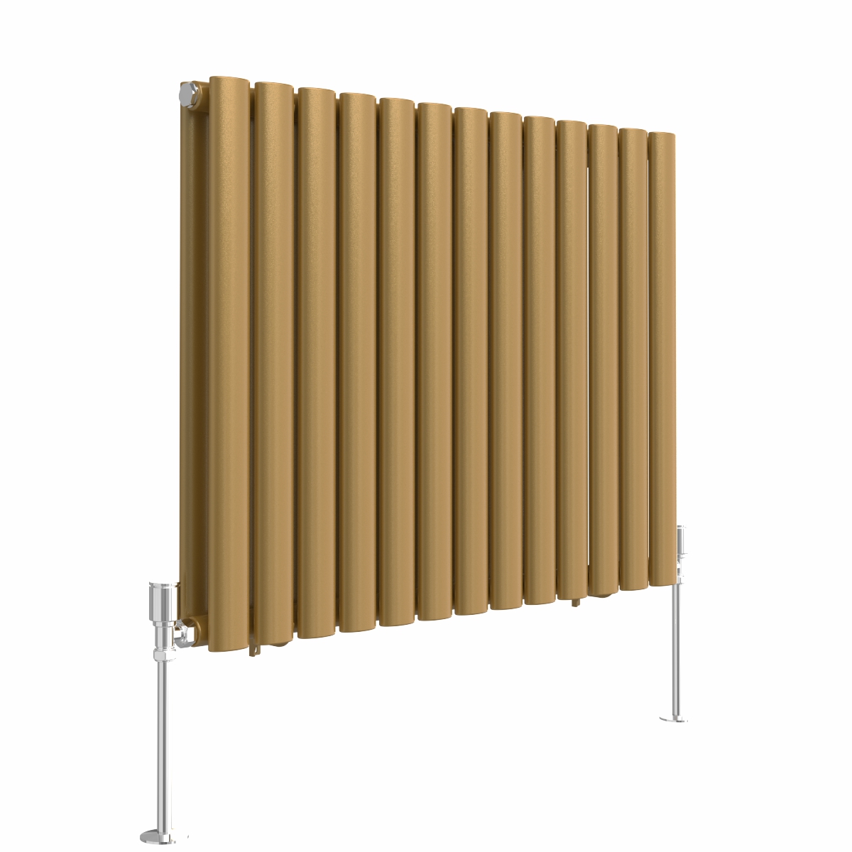 Norden 600 x 768mm Metallic Gold Double Oval Column Horizontal Designer Radiator