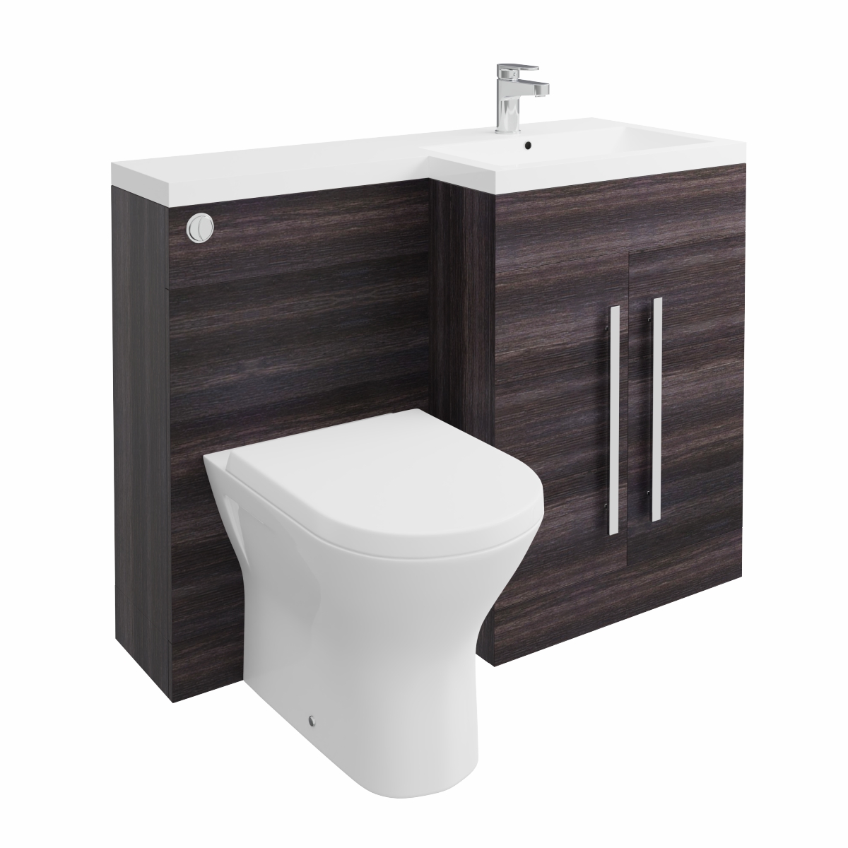 Calm Grey Right Hand Combination Vanity Unit with Rak-Resort Toilet & Soft Close Seat & Concealed Cistern - 1100mm