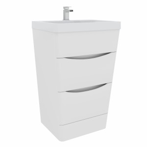 Avon Gloss White Floor Standing Basin Drawer Vanity Unit - 600mm