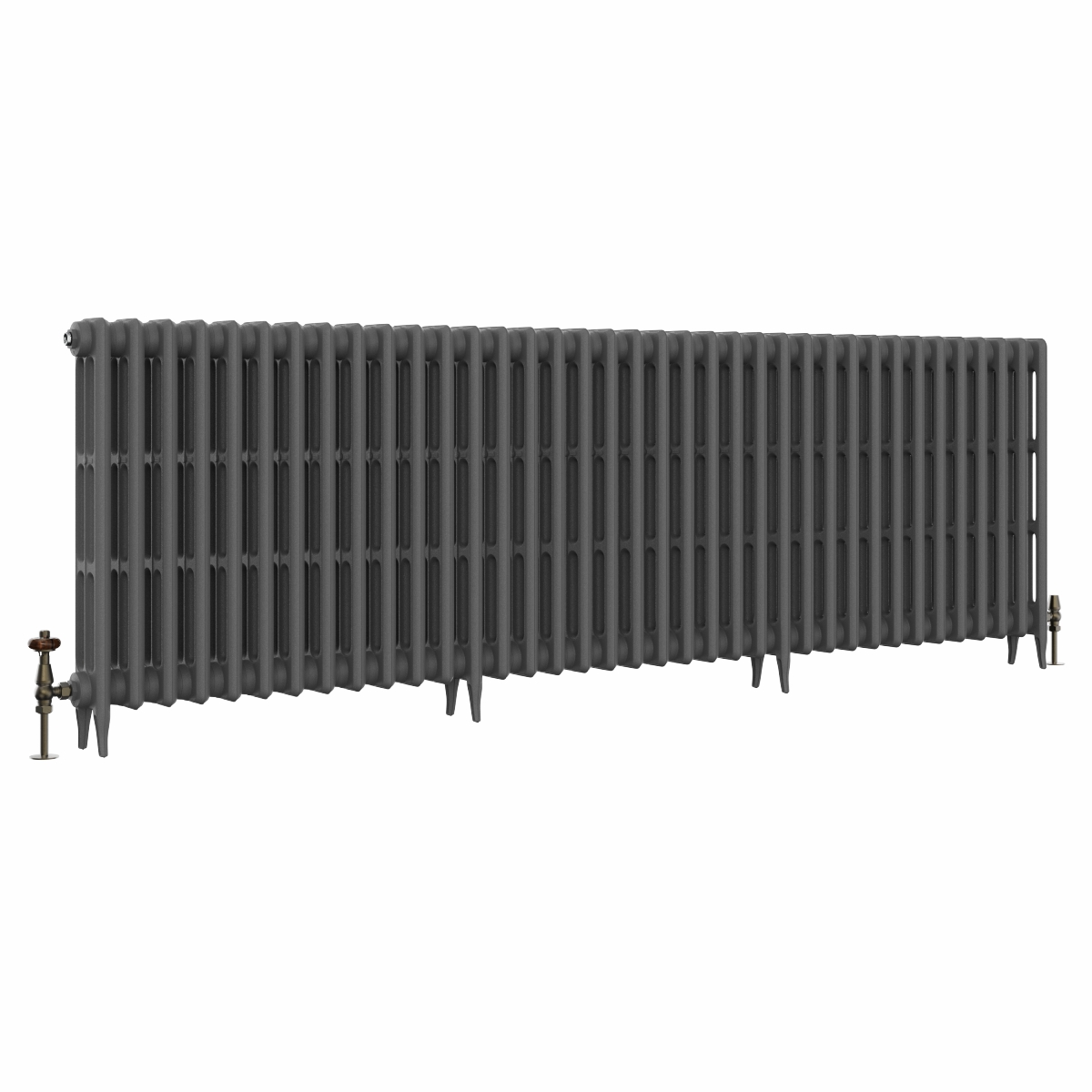 Classic  745 x 2328mm Farrow & Ball Railings Grey Triple Column Cast Iron Radiator - 37 Sections