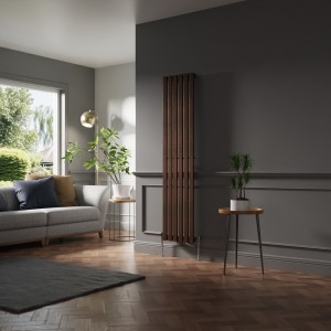 Lulea 1800 x 410mm Black Copper Single Vertical Flat Panel Designer Radiator