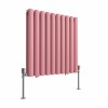 Norden 600 x 591mm Rose Clair Pink Double Oval Column Horizontal Designer Radiator