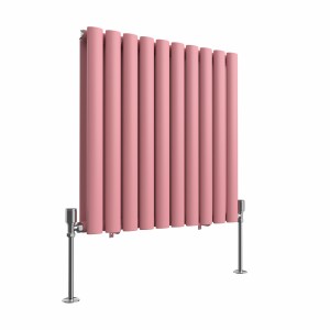 Norden 600 x 591mm Rose Clair Pink Double Horizontal Oval Column Designer Radiator