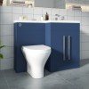 Calm Matt Blue Right Hand Combination Vanity Unit Basin L Shape with Back to Wall Fresh Curved Toilet & Soft Close Seat & Concealed Cistern - 1100mm