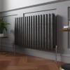 Norden 600 x 1004mm Black Silver Double Horizontal Oval Column Designer Radiator