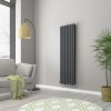 Norden 1600 x 473mm Anthracite Double Vertical Oval Tube Designer Radiator