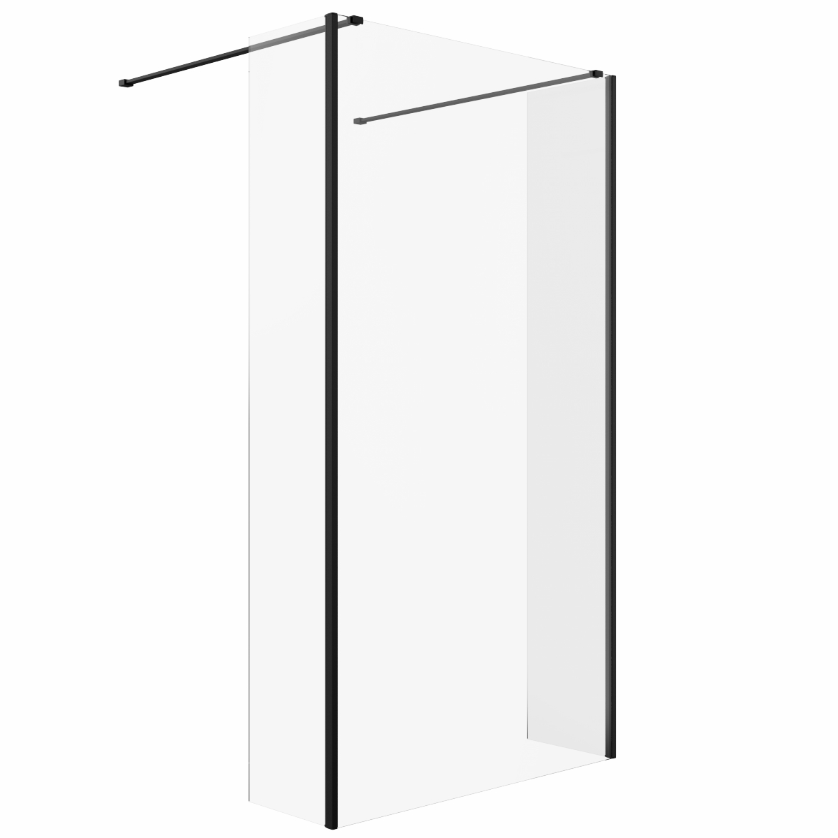Wasdale 1100mm Black Walk Through Wet Room Screen with 300mm Hinged Return Screens