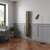 Norden 1600 x 237mm Black Gold Double Vertical Oval Column Designer Radiator