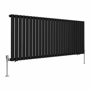Norden 600 x 1594mm Black Single Horizontal Oval Tube Designer Radiator