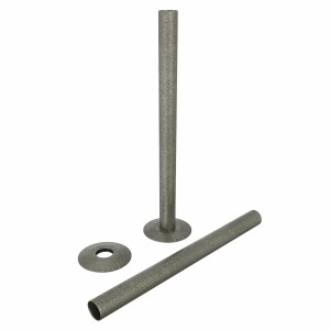 Pewter 180mm Radiator Pipes and Collars (Pair)