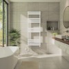Juva 1600 x 600mm Dual Fuel White Flat Panel Thermostatic Touch Control Electric Heated Towel Rail