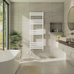 Juva 1600 x 600mm Dual Fuel White Flat Panel Thermostatic Touch Control Electric Heated Towel Rail