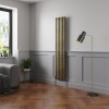 Norden 1800 x 355mm Black Gold Single Vertical Oval Column Designer Radiator