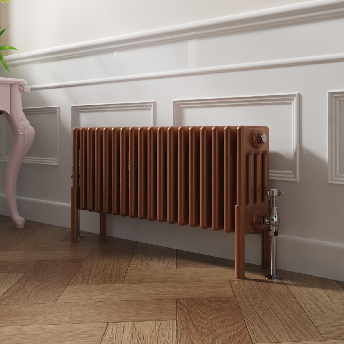 Bern 300 x 830mm Traditional Metallic Bronze Horizontal Four Column Radiator